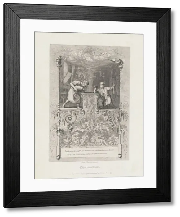 Framed Print : Neureuther (Self-Portrait in the Etching Studio), 1839. Creator: Eugen Napoleon Neureuther Framed Print : Neureuther (Self-Portrait in the Etching Studio), 1839. Creator: Eugen Napoleon Neureuther