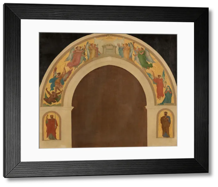 Framed Print : Esquisse pour l'église de la Trinité : L'Agneau pascal. Groupe d'anges adorateurs... c.1864. Creator: Armand Felix Marie Jobbe-Duval Framed Print : Esquisse pour l'église de la Trinité : L'Agneau pascal. Groupe d'anges adorateurs... c.1864. Creator: Armand Felix Marie Jobbe-Duval
