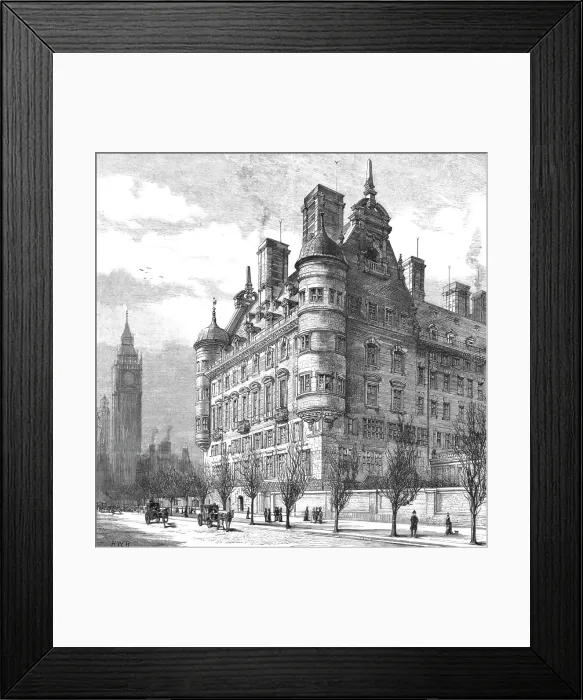 Framed Print : The New Police Offices on the Victoria Embankment, 1890. Creator: Unknown Framed Print : The New Police Offices on the Victoria Embankment, 1890. Creator: Unknown
