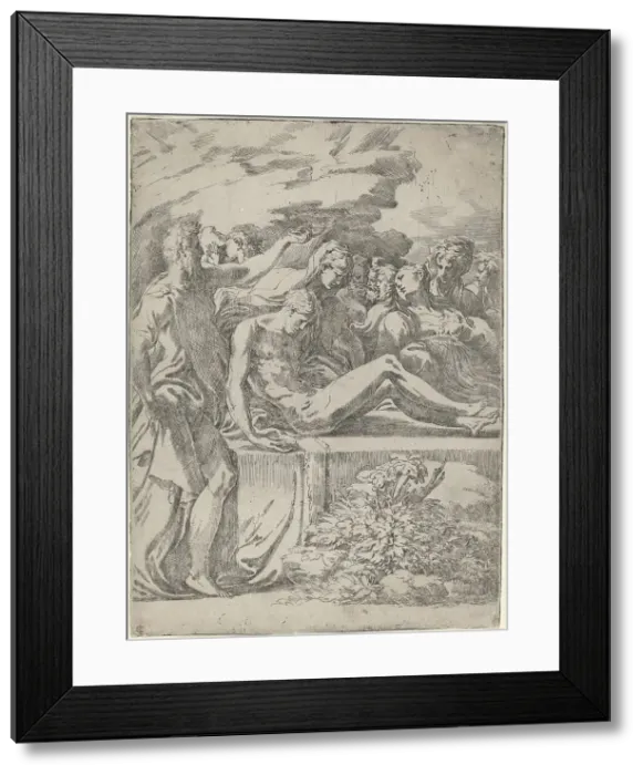 Framed Print : The Entombment, c. 1530. Creator: Parmigianino Framed Print : The Entombment, c. 1530. Creator: Parmigianino