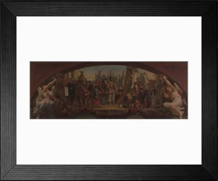 Framed Print : Sketch for the Denon pavilion at the Louvre: the four artistic ages of France... c.1864. Creator: Charles Louis Lucien Muller Framed Print : Sketch for the Denon pavilion at the Louvre: the four artistic ages of France... c.1864. Creator: Charles Louis Lucien Muller
