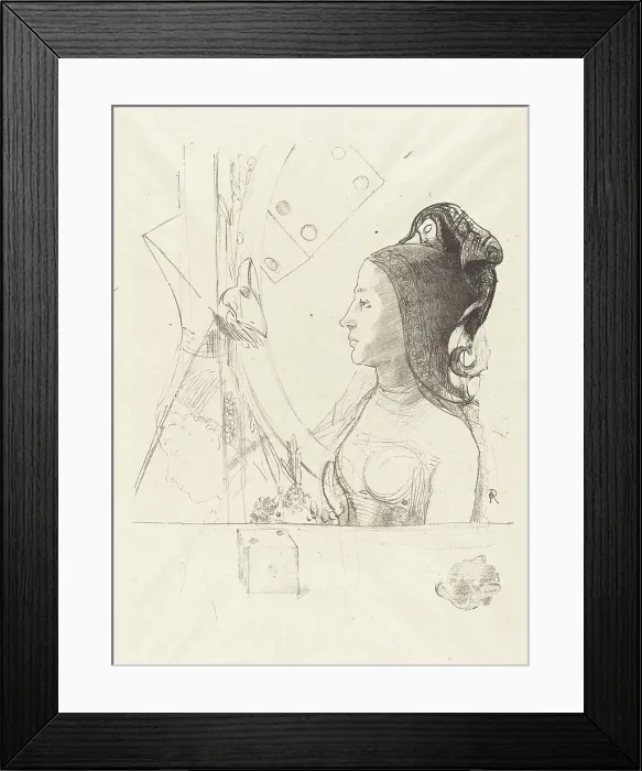 Framed Print : Femme de Profil (Profile of a Woman), 1900. Creator: Odilon Redon