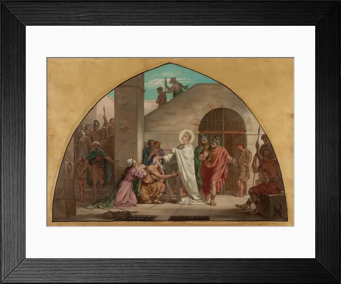 Framed Print : Sketch for the church of Saint-Gervais: St Laurence healing the blind in prison, c.1869. Creator: Célestin Nanteuil Framed Print : Sketch for the church of Saint-Gervais: St Laurence healing the blind in prison, c.1869. Creator: Célestin Nanteuil