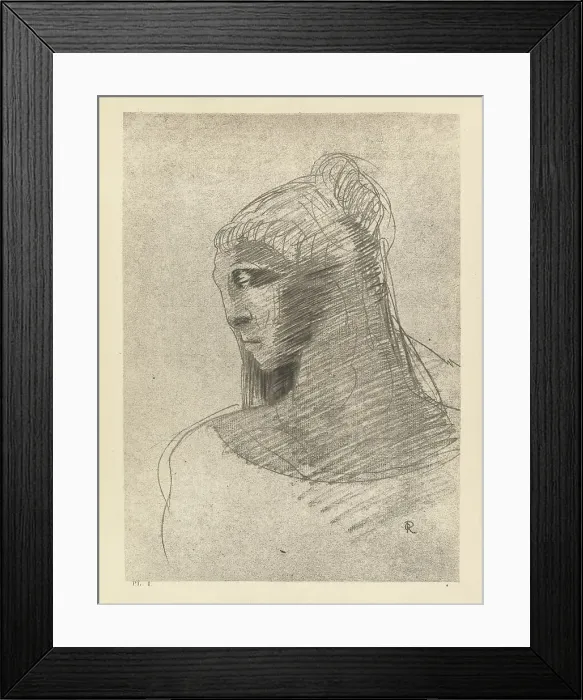 Framed Print : Je t'adore a l'egal de la voute nocturne. O vase de tristesse, o grande taciturne... 1890. Creator: Odilon Redon