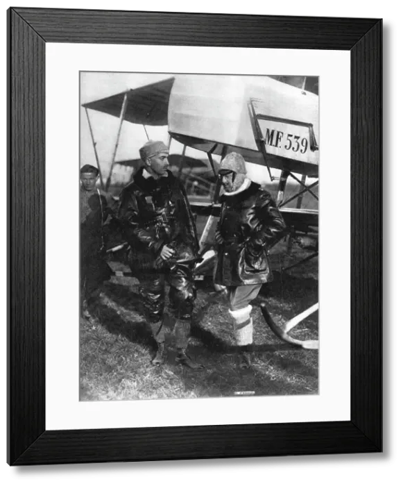 Framed Print : Gabriele D'Annunzio et son pilote, le capitaine Ermanno Beltramo, c1916. Creator: Unknown Framed Print : Gabriele D'Annunzio et son pilote, le capitaine Ermanno Beltramo, c1916. Creator: Unknown