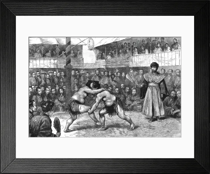 Framed Print : Sports in Japan- A Wrestling Match, 1890. Creator: Unknown Framed Print : Sports in Japan- A Wrestling Match, 1890. Creator: Unknown