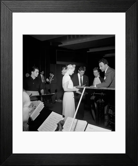 Framed Print : Portrait of Gordon MacRae, Jerry Wald, Mel Tormé, Jerry... Saturday Teentimers Show, N.Y. 1947. Creator: William Paul Gottlieb Framed Print : Portrait of Gordon MacRae, Jerry Wald, Mel Tormé, Jerry... Saturday Teentimers Show, N.Y. 1947. Creator: William Paul Gottlieb