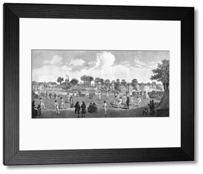 Framed Print : Cricket at Moulsey Hurst; 1780, 1890. Creator: Unknown Framed Print : Cricket at Moulsey Hurst; 1780, 1890. Creator: Unknown