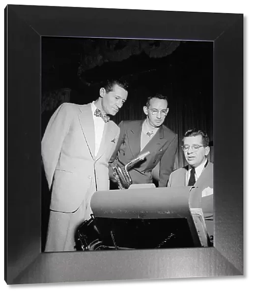Portrait of Ray McKinley, Eddie Sauter, and...Hotel Commodore, Century Room, New York, N.Y. 1947. Creator: William Paul Gottlieb