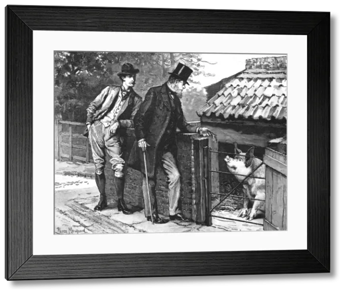 Framed Print : Madame Leroux'; By Francis Eleanor Trollope; Those are goodish pigs said Lord Grimstock, after a Creator: Percy Macquoid Framed Print : Madame Leroux'; By Francis Eleanor Trollope; Those are goodish pigs said Lord Grimstock, after a Creator: Percy Macquoid