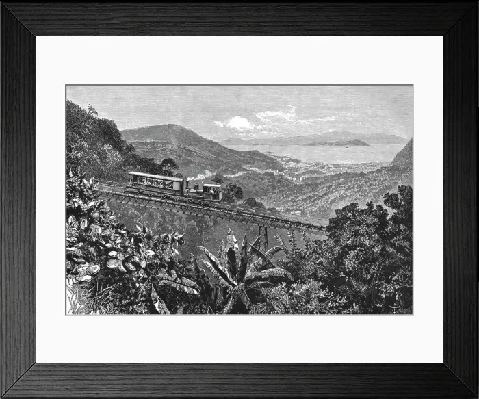 Framed Print : Views in Rio De Janeiro, South America; Railway to the summit of Corcovado, city and harbour in th Creator: Unknown Framed Print : Views in Rio De Janeiro, South America; Railway to the summit of Corcovado, city and harbour in th Creator: Unknown