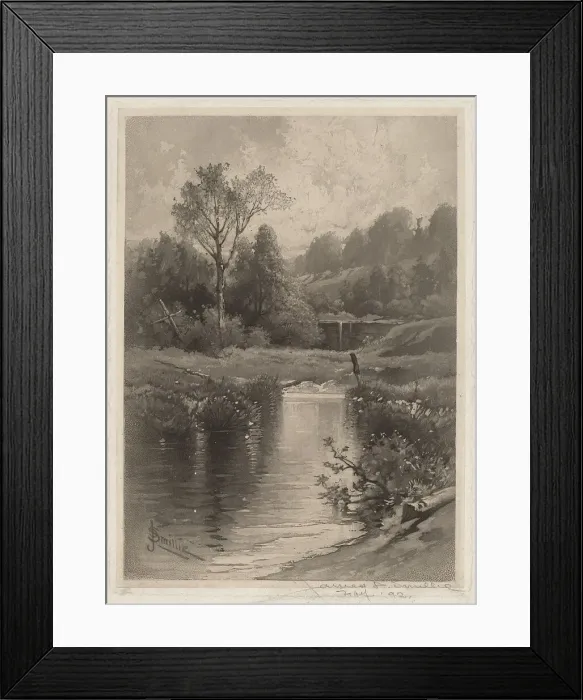Framed Print : An Old Dam Near Montrose, 1891. Creator: James David Smillie Framed Print : An Old Dam Near Montrose, 1891. Creator: James David Smillie