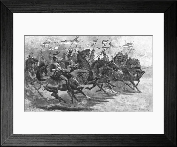 Framed Print : Halt !'-Charge of Lancers at the Royal Military Tournament, 1890. Creator: Unknown Framed Print : Halt !'-Charge of Lancers at the Royal Military Tournament, 1890. Creator: Unknown