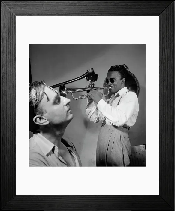 Framed Print : Portrait of Howard McGhee and Brick Fleagle, New York, N.Y. ca. Sept. 1947. Creator: William Paul Gottlieb Framed Print : Portrait of Howard McGhee and Brick Fleagle, New York, N.Y. ca. Sept. 1947. Creator: William Paul Gottlieb
