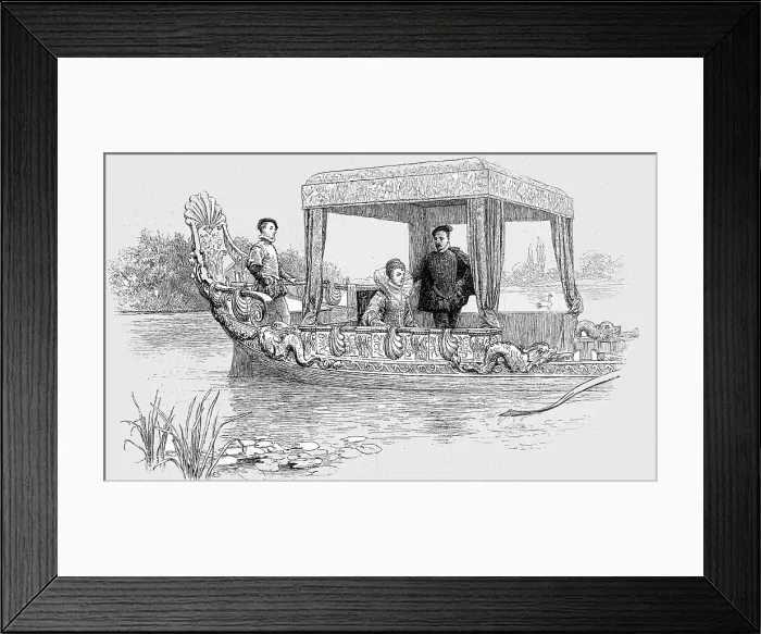 Framed Print : Queen Elizabeth I. In her State Barge, c.1560, 1890. Creator: Unknown Framed Print : Queen Elizabeth I. In her State Barge, c.1560, 1890. Creator: Unknown