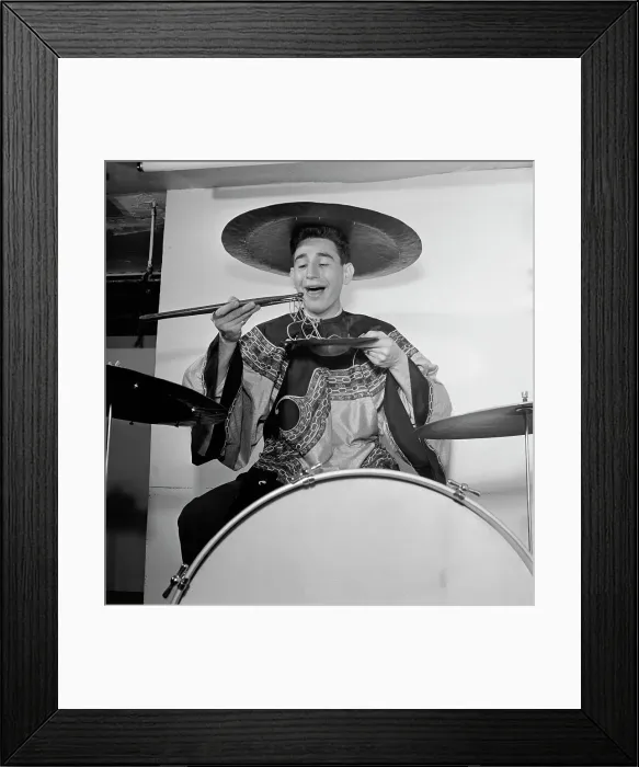 Framed Print : Portrait of Shelly Manne, New York, N.Y.(?), ca. June 1947. Creator: William Paul Gottlieb Framed Print : Portrait of Shelly Manne, New York, N.Y.(?), ca. June 1947. Creator: William Paul Gottlieb