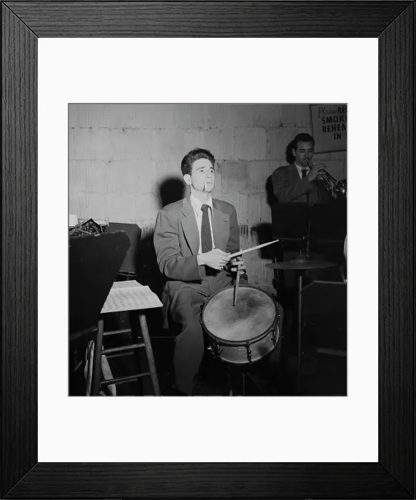 Framed Print : Portrait of Shelly Manne, New York, N.Y.(?), ca. Jan. 1947. Creator: William Paul Gottlieb Framed Print : Portrait of Shelly Manne, New York, N.Y.(?), ca. Jan. 1947. Creator: William Paul Gottlieb