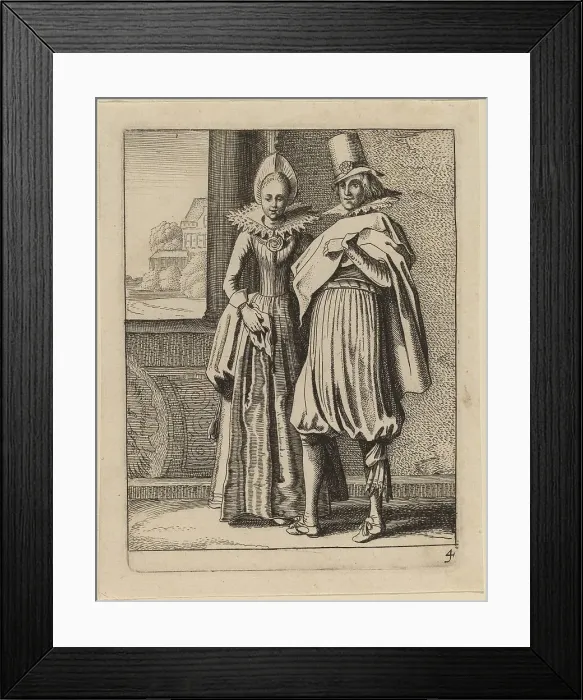 Framed Print : Two Figures in Costume. Creator: Jan van de Velde II Framed Print : Two Figures in Costume. Creator: Jan van de Velde II