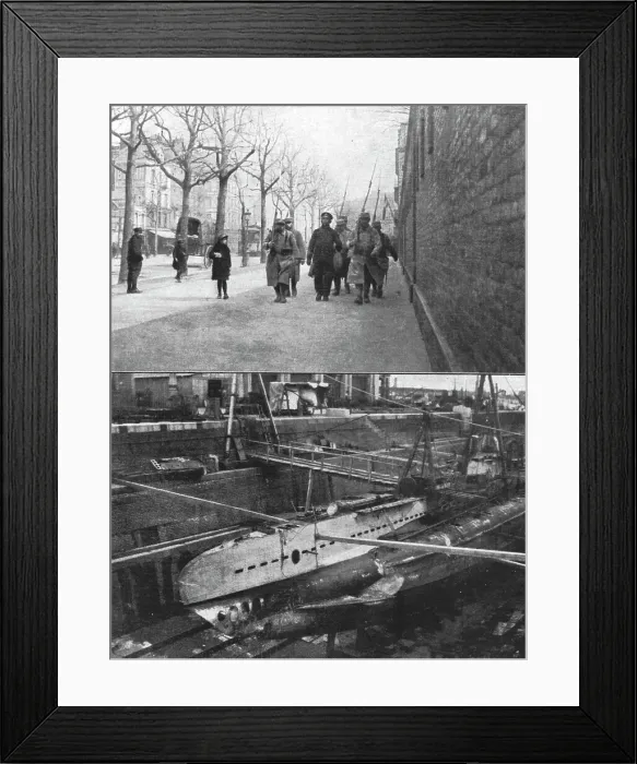 Framed Print : La capture d'un sous-marin allemand; en haut, le commandant en second bonne garde... 1916. Creator: Unknown Framed Print : La capture d'un sous-marin allemand; en haut, le commandant en second bonne garde... 1916. Creator: Unknown