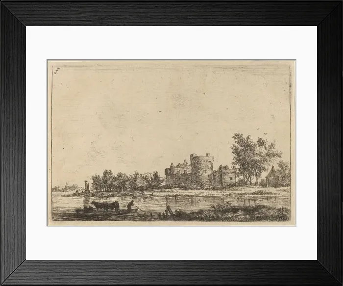 Framed Print : Two Cows on a Ferry. Creator: Anthonie Waterloo Framed Print : Two Cows on a Ferry. Creator: Anthonie Waterloo