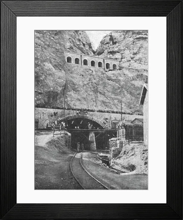 Framed Print : Marseille en Fete; L'entrée Sud du tunnel de Rove : au-dessus, un viaduc de la ligne... c1916. Creator: Unknown Framed Print : Marseille en Fete; L'entrée Sud du tunnel de Rove : au-dessus, un viaduc de la ligne... c1916. Creator: Unknown
