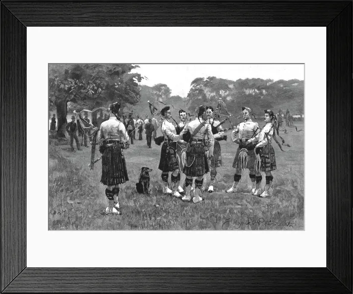 Framed Print : Highland Pipers Practising in Hyde Park, 1890. Creator: Unknown Framed Print : Highland Pipers Practising in Hyde Park, 1890. Creator: Unknown