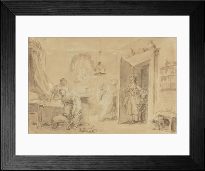 Framed Print : The Bedroom (Le Coucher or Ma Chemise brule). Creator: Jean-Honore Fragonard Framed Print : The Bedroom (Le Coucher or Ma Chemise brule). Creator: Jean-Honore Fragonard