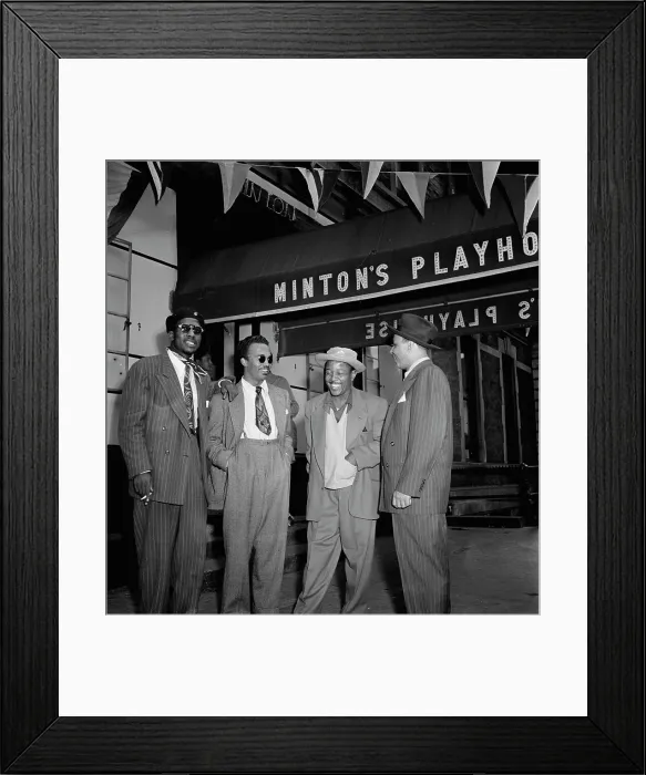 Framed Print : Portrait of Thelonious Monk, Howard McGhee, Roy Eldridge, and Teddy...Minton's Playhouse, N.Y. 1947 Creator: William Paul Gottlieb Framed Print : Portrait of Thelonious Monk, Howard McGhee, Roy Eldridge, and Teddy...Minton's Playhouse, N.Y. 1947 Creator: William Paul Gottlieb