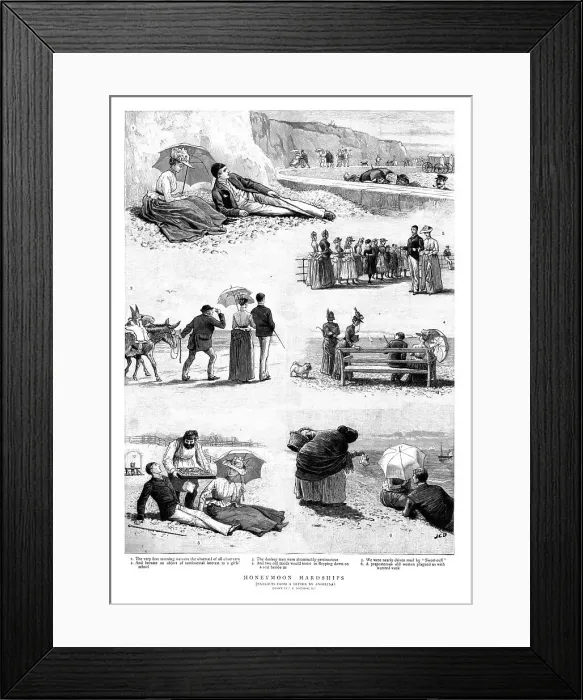 Framed Print : Honeymoon Hardships, part 1, 1890. Creator: Unknown Framed Print : Honeymoon Hardships, part 1, 1890. Creator: Unknown