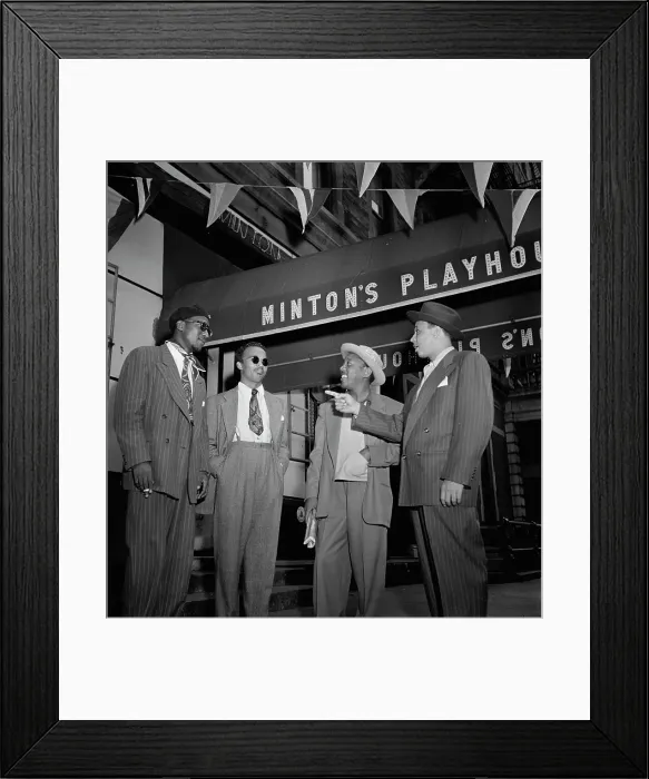 Framed Print : Portrait of Thelonious Monk, Howard McGhee, Roy Eldridge, and Teddy...Minton's Playhouse, N.Y. 1947 Creator: William Paul Gottlieb Framed Print : Portrait of Thelonious Monk, Howard McGhee, Roy Eldridge, and Teddy...Minton's Playhouse, N.Y. 1947 Creator: William Paul Gottlieb