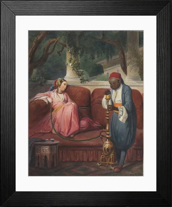 Framed Print : Oriental Woman with a Waterpipe, probably 1845. Creator: Master VCD Framed Print : Oriental Woman with a Waterpipe, probably 1845. Creator: Master VCD