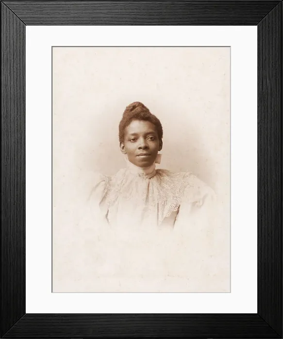 Framed Print : Studio portrait of a woman, c1890-c1899. Creators: Van Wagner, Unknown Framed Print : Studio portrait of a woman, c1890-c1899. Creators: Van Wagner, Unknown
