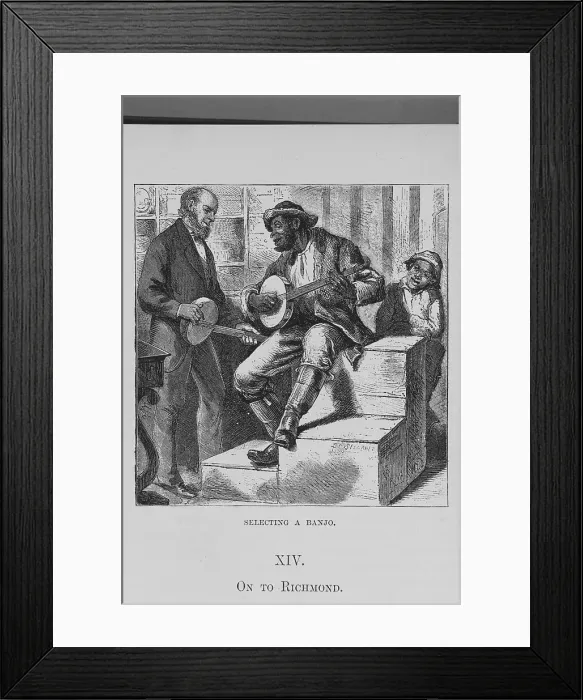 Framed Print : Selecting a banjo; [Richmond, Virginia], 1882. Creator: Unknown