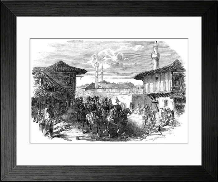 Framed Print : Principal Street in Varna - Arrival of the Staff, 1854. Creator: Unknown Framed Print : Principal Street in Varna - Arrival of the Staff, 1854. Creator: Unknown