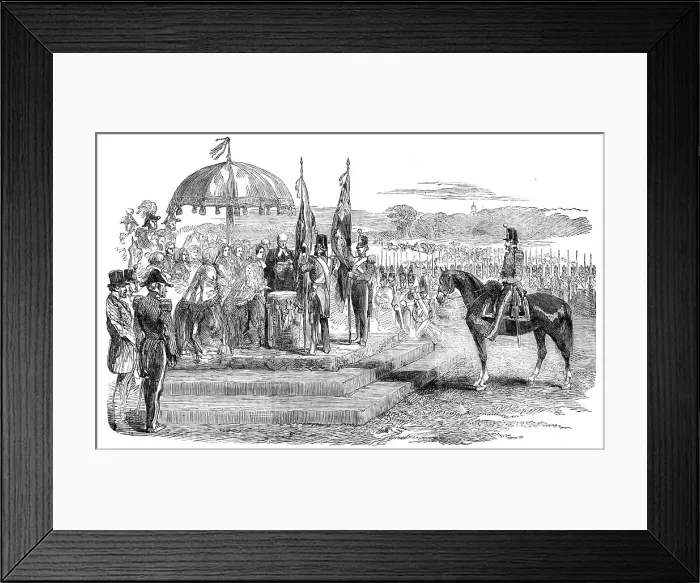 Framed Print : Presentation of New Colours to the South Lincoln Militia, at Grantham, 1854. Creator: Unknown Framed Print : Presentation of New Colours to the South Lincoln Militia, at Grantham, 1854. Creator: Unknown