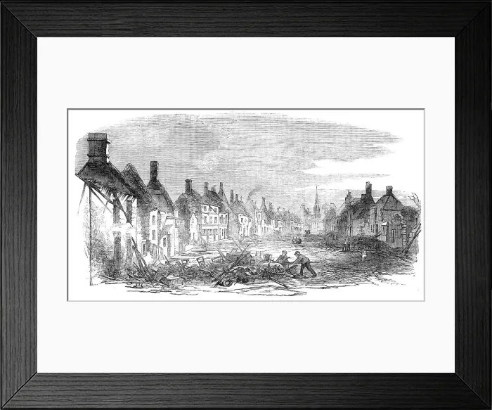 Framed Print : Ruins at Olney, after the recent fire, 1854. Creator: Unknown Framed Print : Ruins at Olney, after the recent fire, 1854. Creator: Unknown