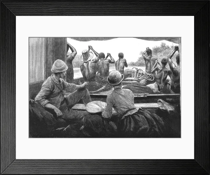 Framed Print : A Journey up the Quilimane River Nyasa-land, on a Kwakwa Boat, 1890. Creator: Unknown Framed Print : A Journey up the Quilimane River Nyasa-land, on a Kwakwa Boat, 1890. Creator: Unknown
