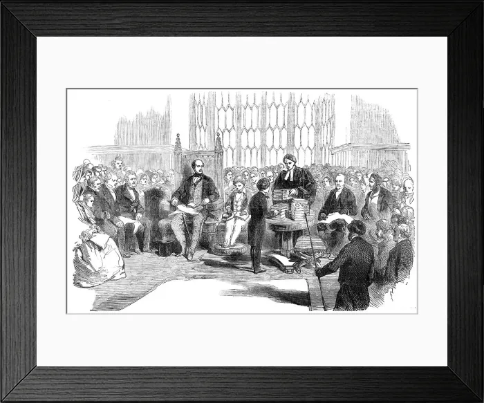 Framed Print : The Speech Day at Harrow School - Visit of Prince Albert and the Prince of Wales, 1854. Creator: Unknown Framed Print : The Speech Day at Harrow School - Visit of Prince Albert and the Prince of Wales, 1854. Creator: Unknown
