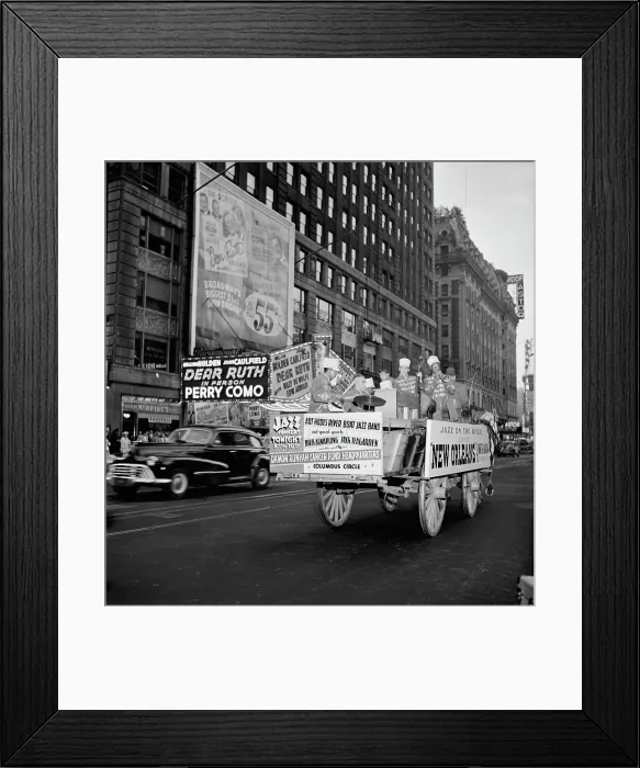 Framed Print : Portrait of Kaiser Marshall, Art Hodes, Sandy Williams, Cecil (Xavier)...Times Square, N.Y. 1947. Creator: William Paul Gottlieb