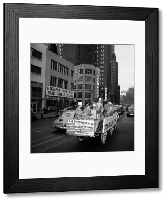 Framed Print : Portrait of Kaiser Marshall, Art Hodes, Sandy Williams, Cecil (Xavier)...Times Square, N.Y. 1947. Creator: William Paul Gottlieb