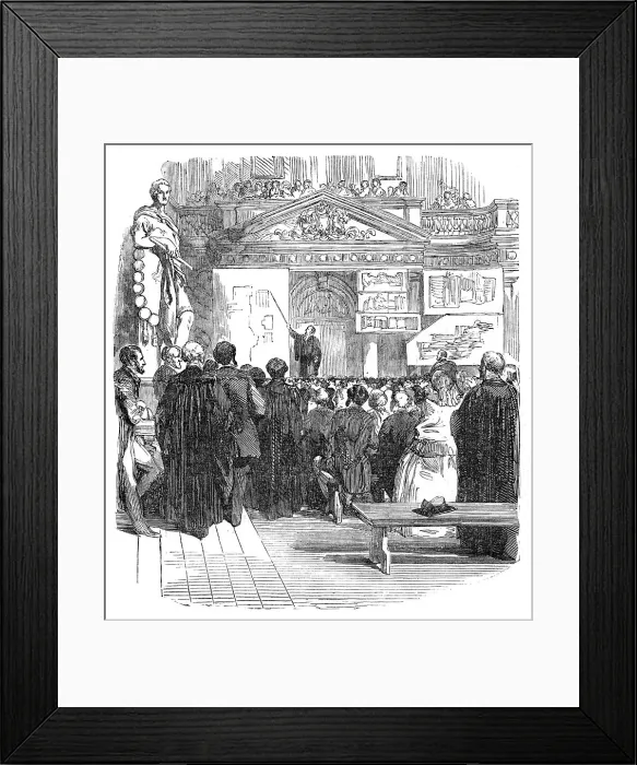 Framed Print : Professor Willis Lecturing in the Senate-House, Cambridge, 1854. Creator: Unknown Framed Print : Professor Willis Lecturing in the Senate-House, Cambridge, 1854. Creator: Unknown