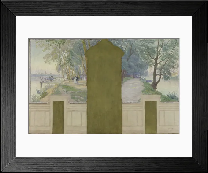 Framed Print : Esquisse pour la salle des mariages de la mairie d'Asnières : Paysages. La Seine... c.1900. Creator: Henri Marius-Camille Bouvet Framed Print : Esquisse pour la salle des mariages de la mairie d'Asnières : Paysages. La Seine... c.1900. Creator: Henri Marius-Camille Bouvet