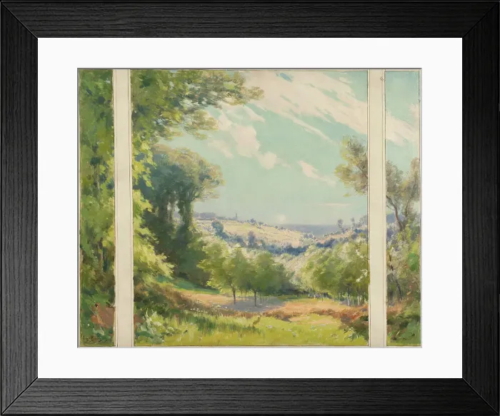 Framed Print : Esquisse pour l'escalier d'honneur de la mairie de Bagneux : Paysage, c.1901. Creator: Eugene Bourgeois Framed Print : Esquisse pour l'escalier d'honneur de la mairie de Bagneux : Paysage, c.1901. Creator: Eugene Bourgeois