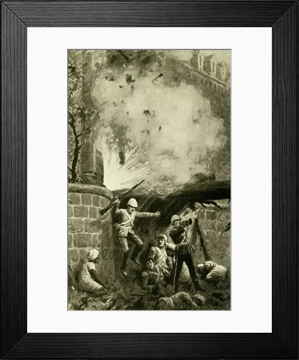 Framed Print : Blowing Up the Cashmere Gate, (1902). Creator: Unknown Framed Print : Blowing Up the Cashmere Gate, (1902). Creator: Unknown