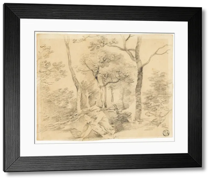 Framed Print : Gainsborough Sketching in Woods, c. 1747. Creator: Thomas Gainsborough Framed Print : Gainsborough Sketching in Woods, c. 1747. Creator: Thomas Gainsborough