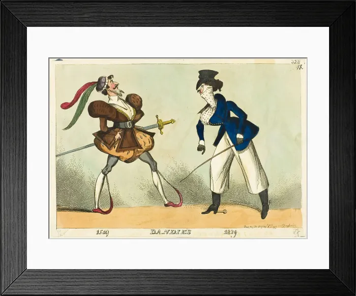 Framed Print : Dandies, 1519 and 1819, published January 20, 1819. Creator: William Heath Framed Print : Dandies, 1519 and 1819, published January 20, 1819. Creator: William Heath