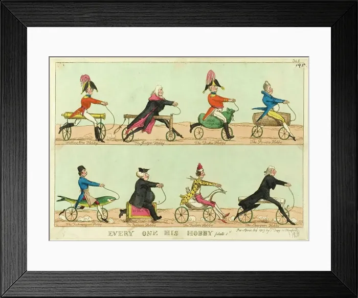Framed Print : Everyone His Hobby, plate 1, published April 24, 1819. Creator: William Heath Framed Print : Everyone His Hobby, plate 1, published April 24, 1819. Creator: William Heath