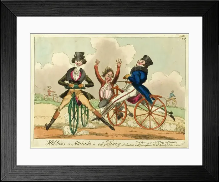 Framed Print : Hobbies or Attitude is Everything, Dedicated with permission to all Dandy.. pub. April 17, 1819. Creator: William Heath Framed Print : Hobbies or Attitude is Everything, Dedicated with permission to all Dandy.. pub. April 17, 1819. Creator: William Heath