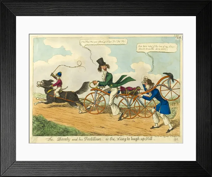 Framed Print : The Dandy and His Postillion - or the Waay to Laugh Up Hill, 1819. Creator: William Heath Framed Print : The Dandy and His Postillion - or the Waay to Laugh Up Hill, 1819. Creator: William Heath