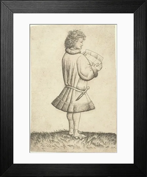 Framed Print : A Poet Reading, 1430s. Creator: Master of the Playing Cards Framed Print : A Poet Reading, 1430s. Creator: Master of the Playing Cards
